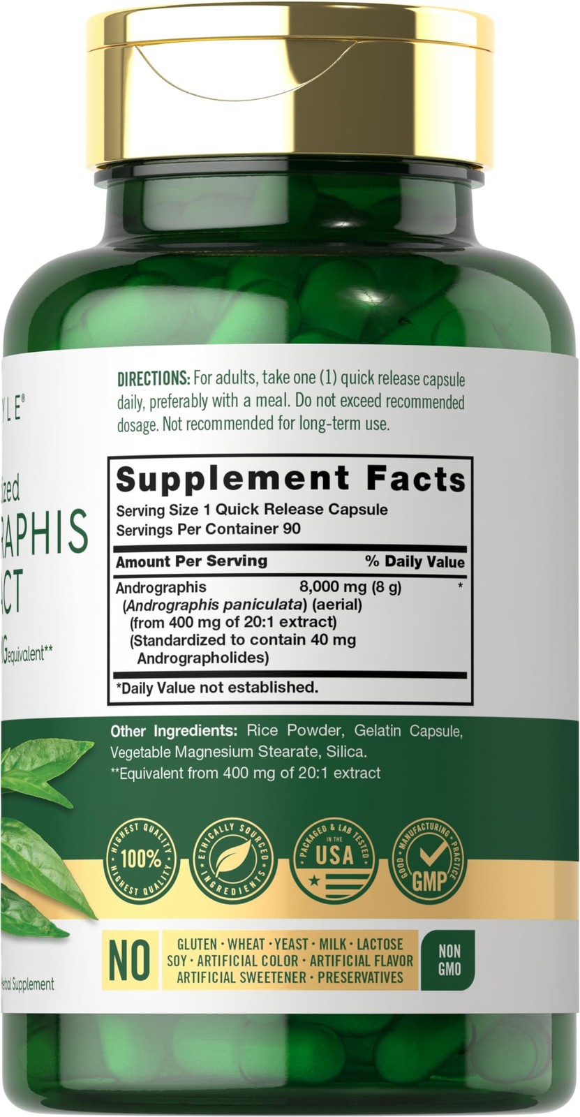 Andrographis Paniculata 8000 Mg Brain Health Immune Joint Support, 90 Capsules
