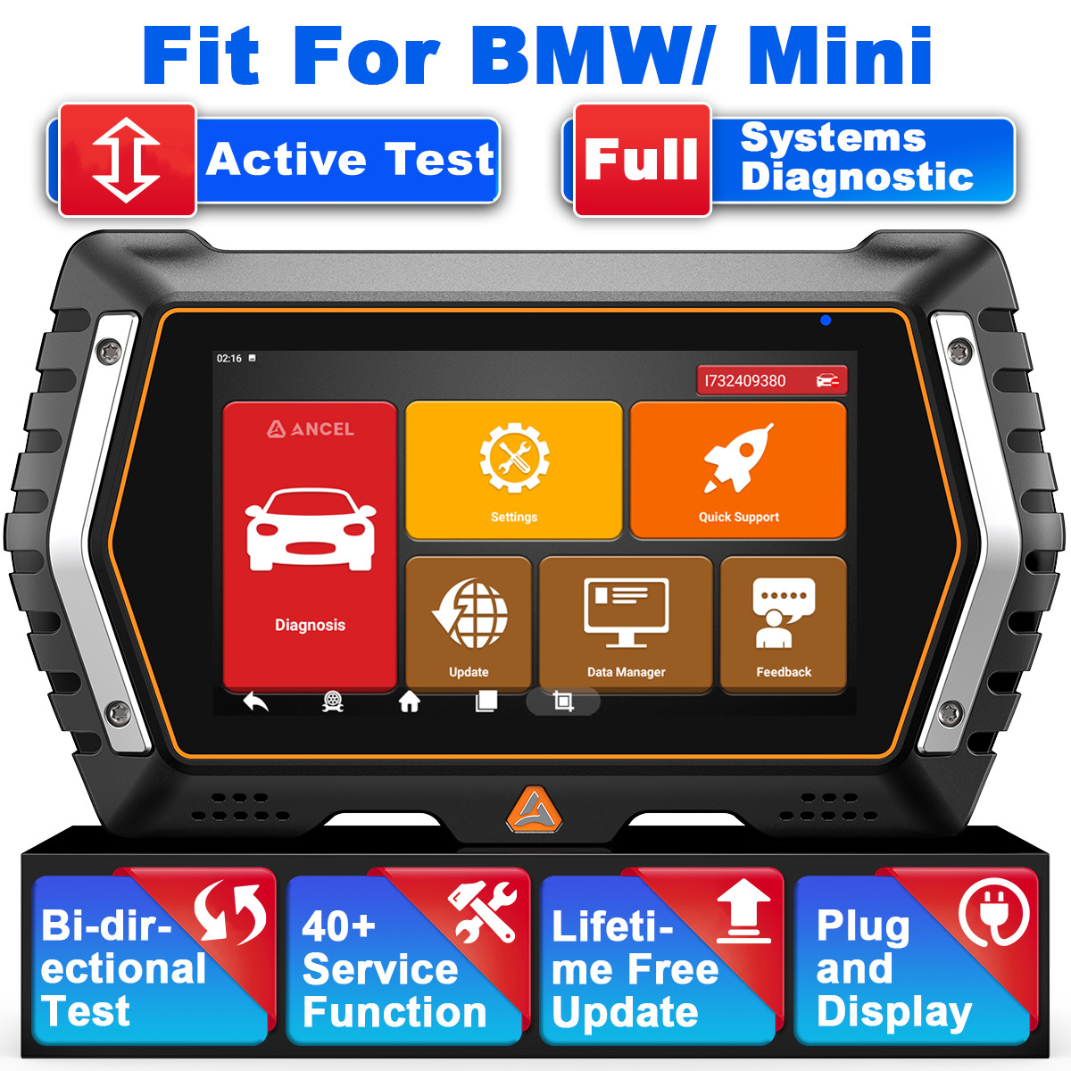 ANCEL V3 Elite OBD2 Diagnostic Tool Car Scanner Bi-directional Fit for BMW Mini