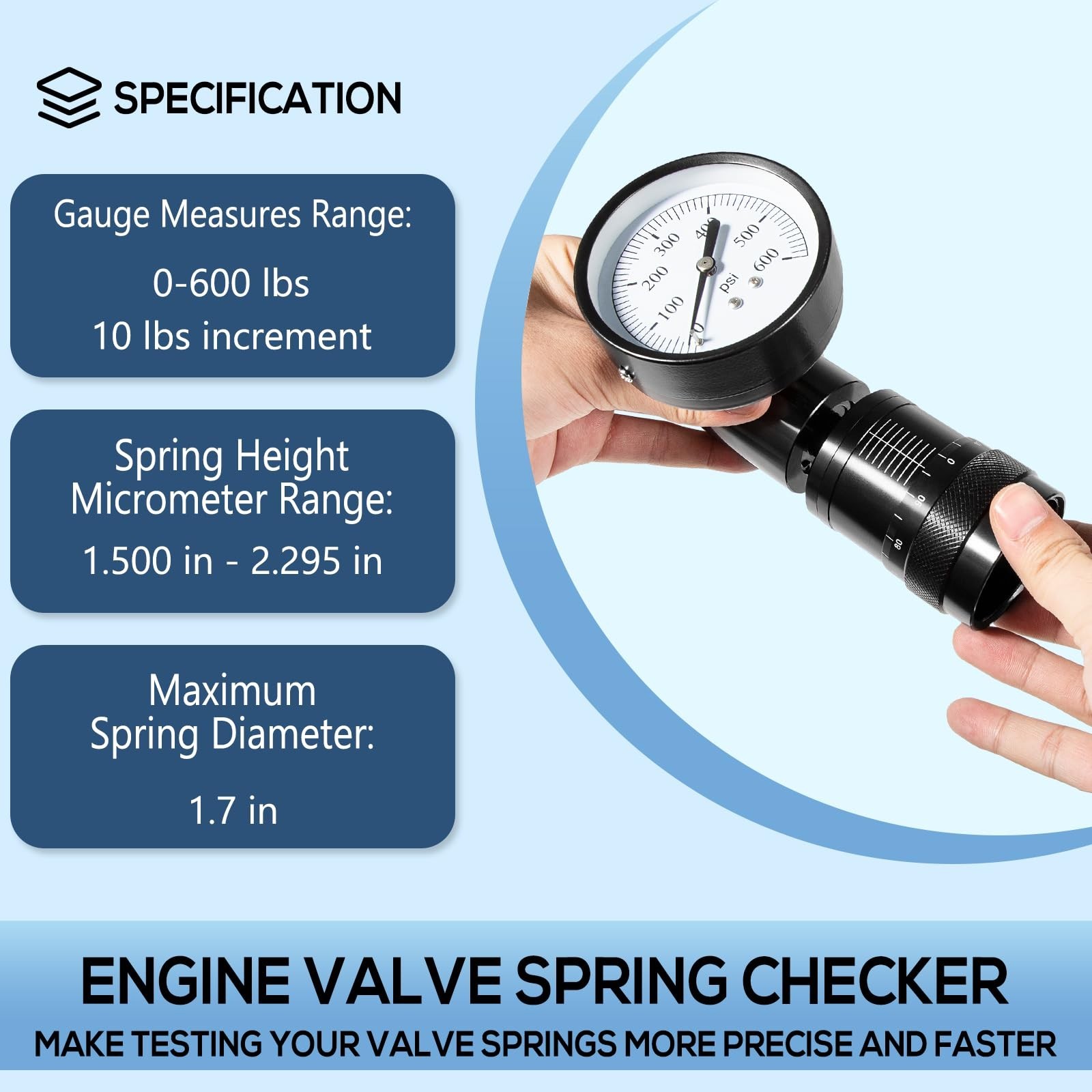 66841 Mini Valve Spring Tester and Measuring Combo with Micrometer Engine Val...
