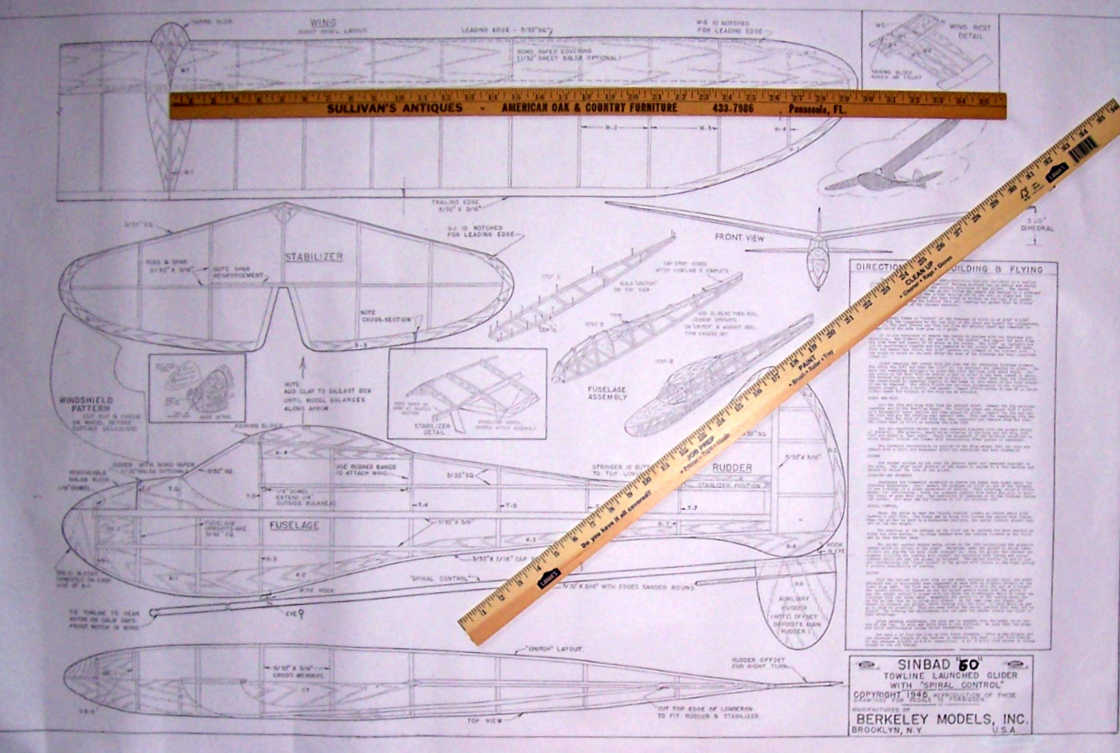 Berkeley SINBAD 60 PLAN PARTS PATTERNS Enlarged