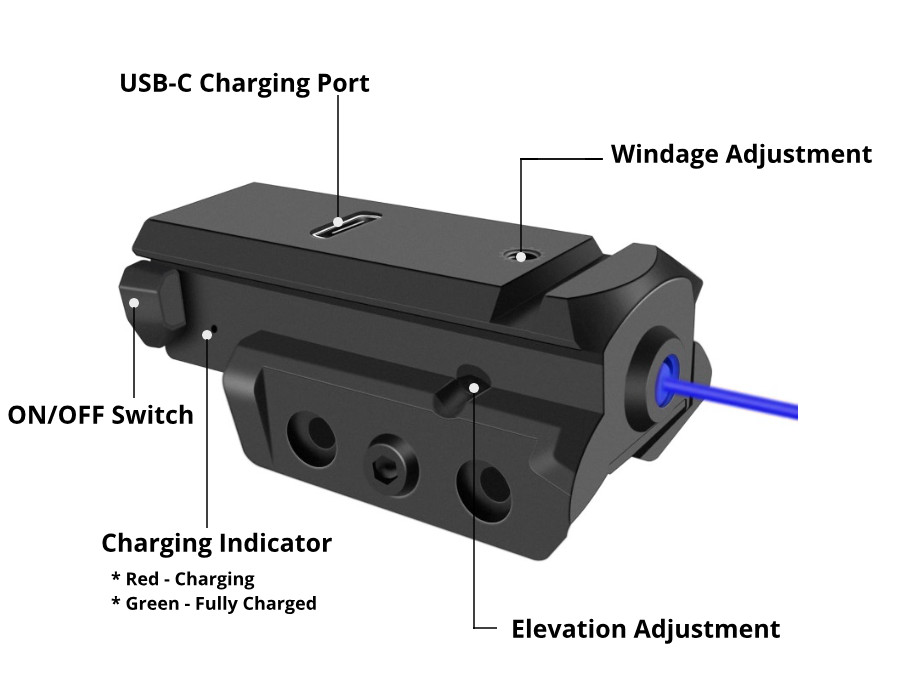 Tactical Blue Laser Sight Rechargeable USB Hunting Laser Sight