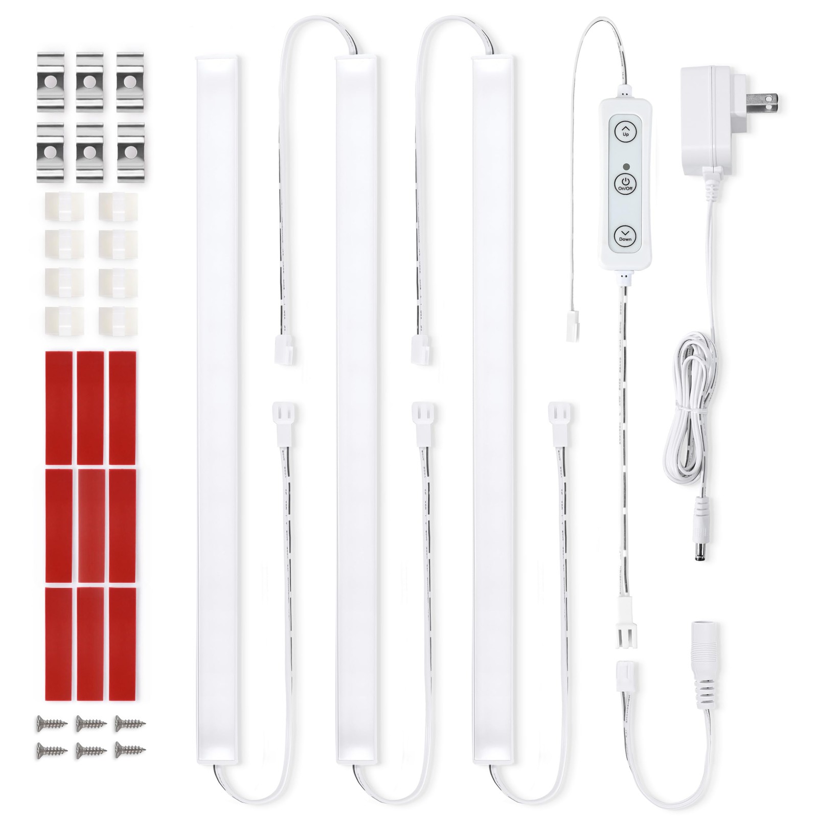 Under Cabinet Lighting Set Plug in, 3 pcs 12 Inches Light Bars. Super Bright ...