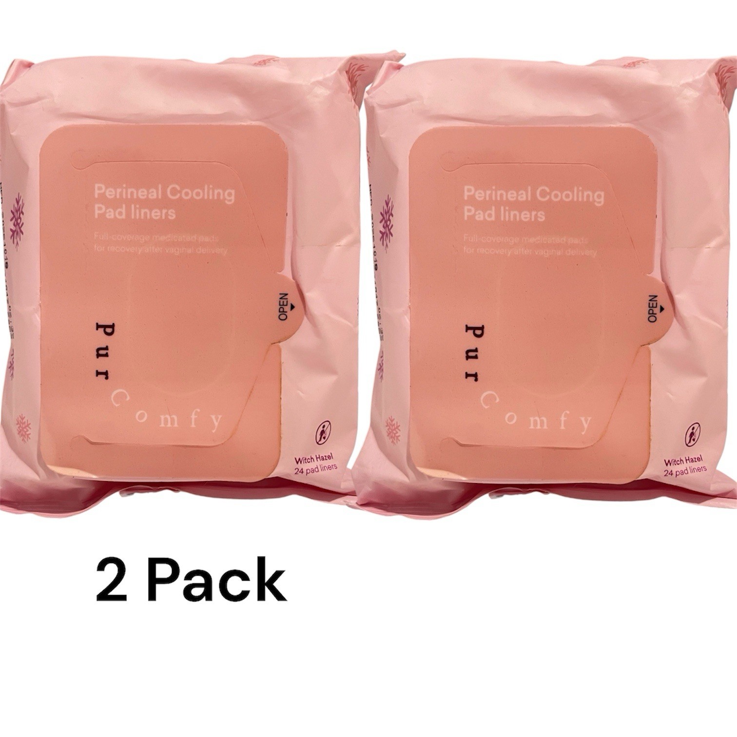 2 X PurComfy Perineal Cooling Pad Liners, Witch Hazel Long Pad Liners 48 Count