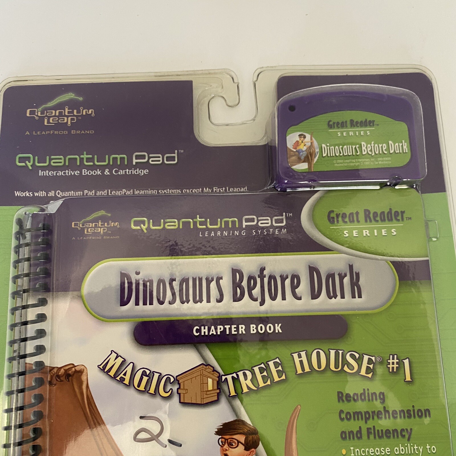 Leap Frog Quantum Pad Dinosaurs Before Dark Magic Tree House Book/Cartridge NEW
