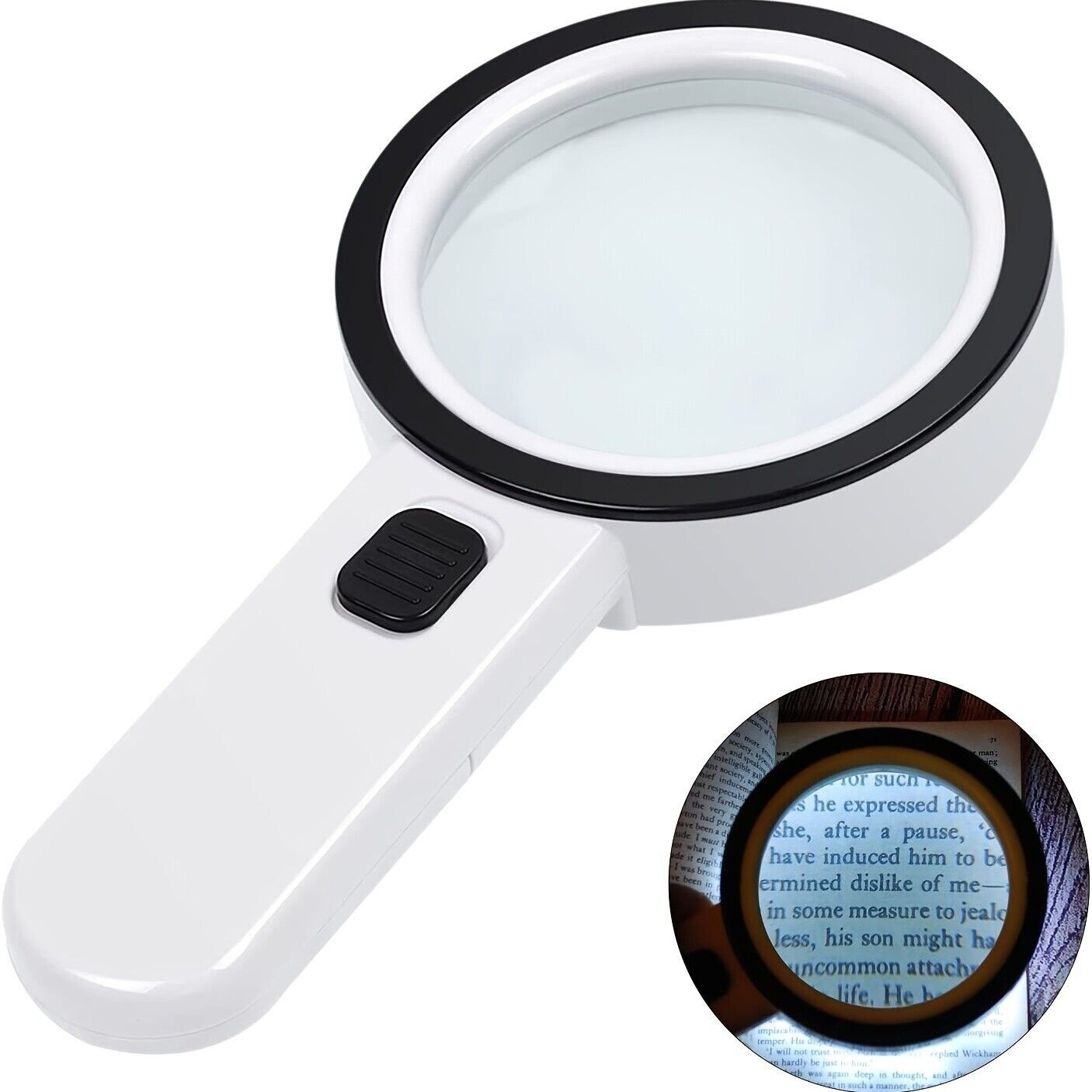 Jumbo Handheld Magnifying Glass w/ 12 Bright LED Light Illuminated 30X Magnifier