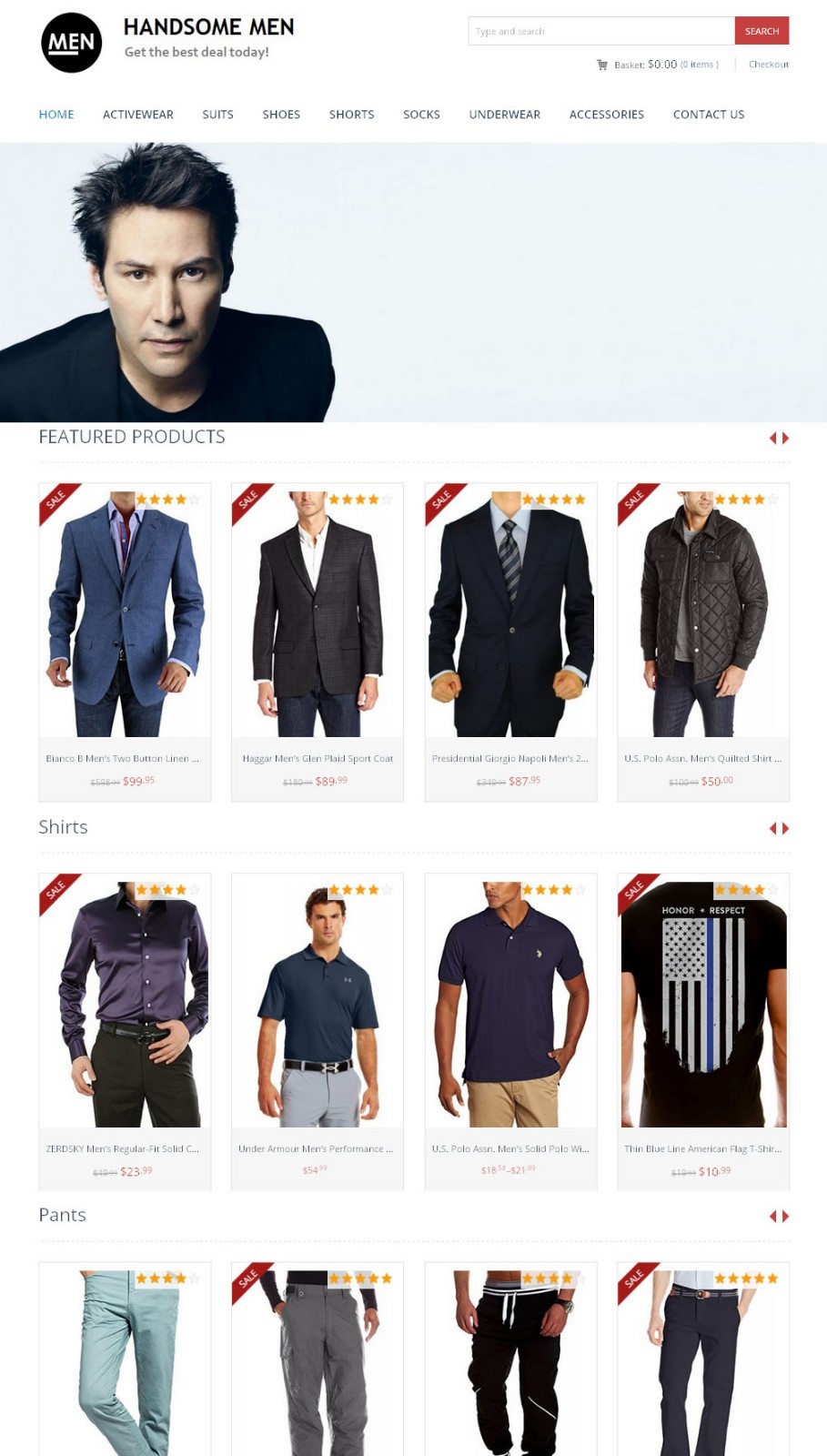 Amazon Affiliate Website - Men's Clothing Store + eCommerce + Free Hosting