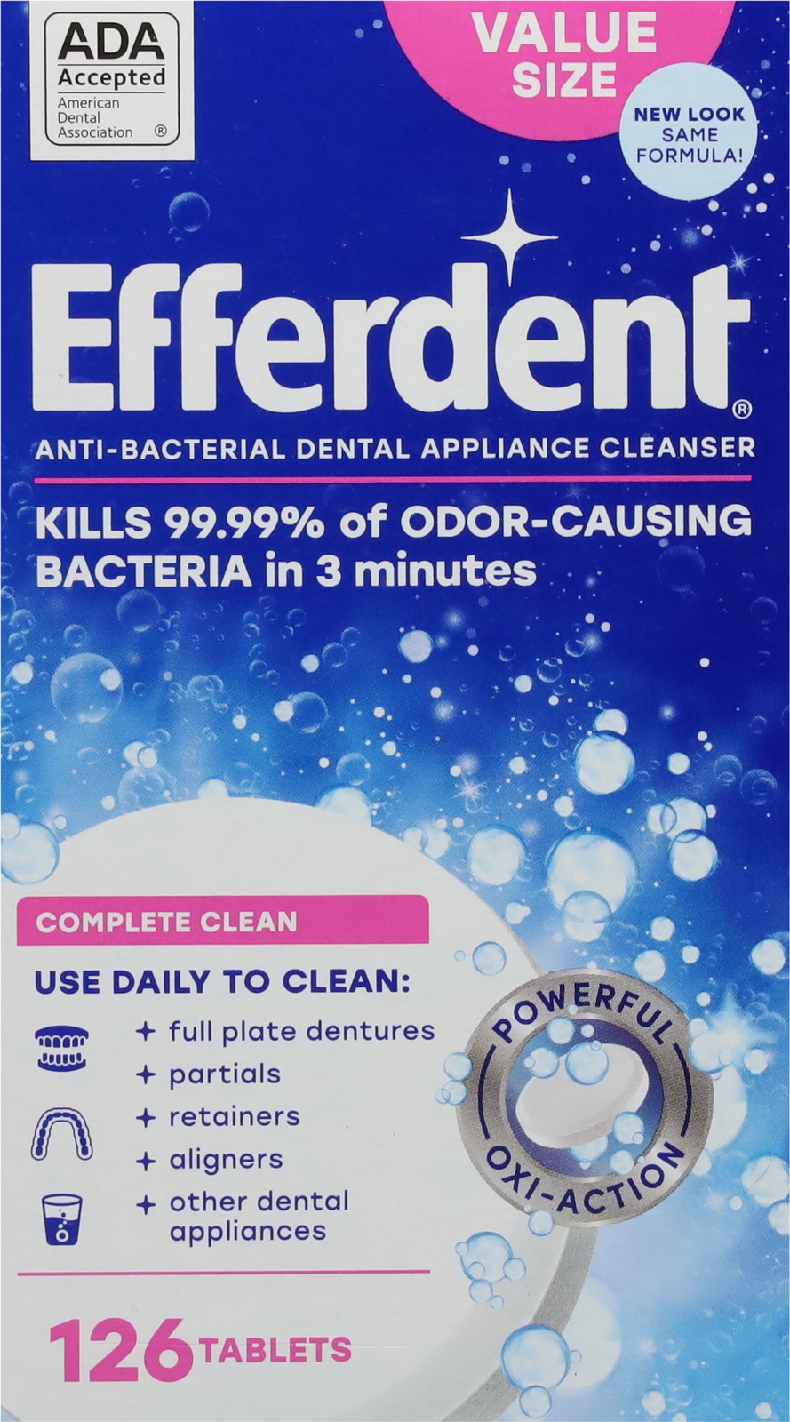 Retainer & Denture Cleaner Tablets, Complete Clean, 126 Count