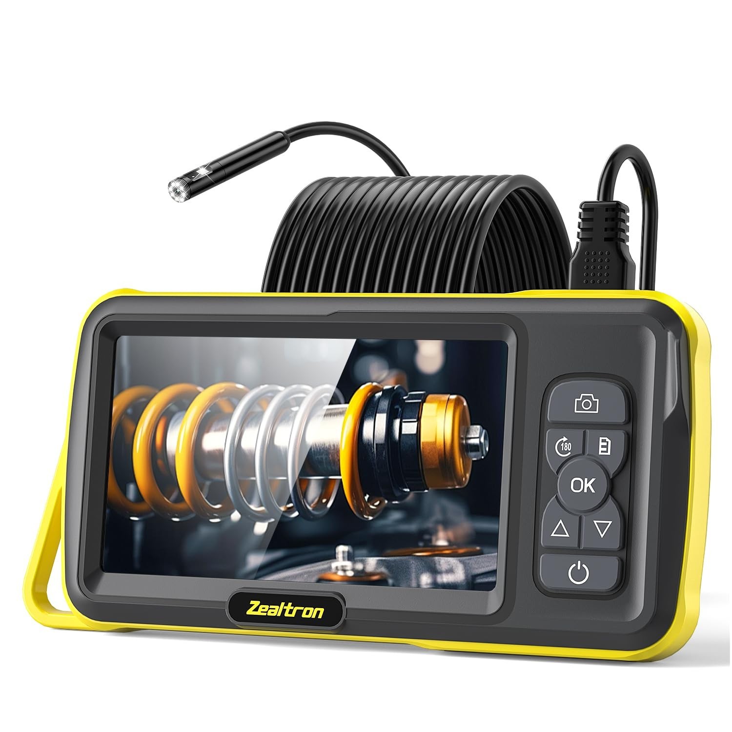 Dual Lens Endoscope Camera with 5" IPS Screen, 1080P, 16.5FT Cable, LED Lights