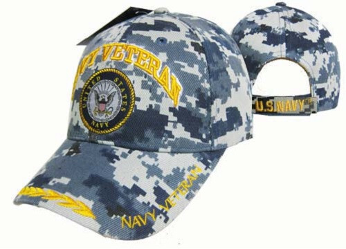 Official US Navy VETERAN Licensed Cap Navy Veteran & Navy Emblem Camo Cap Hat