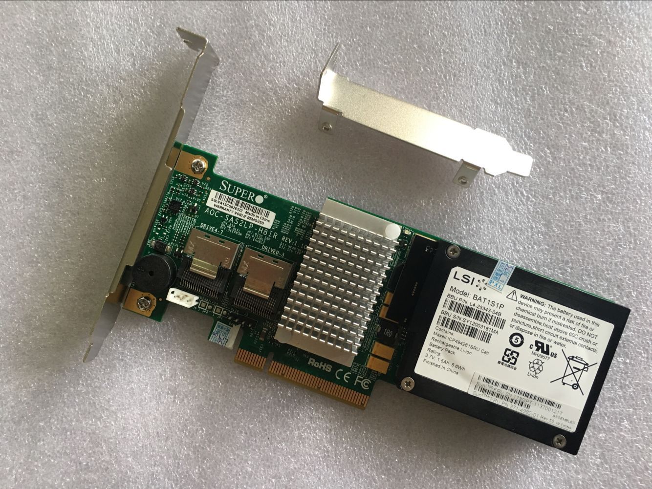 Supermicro AOC-SAS2LP-H8IR SAS2 PCI-e X8 RAID Controller + Battery