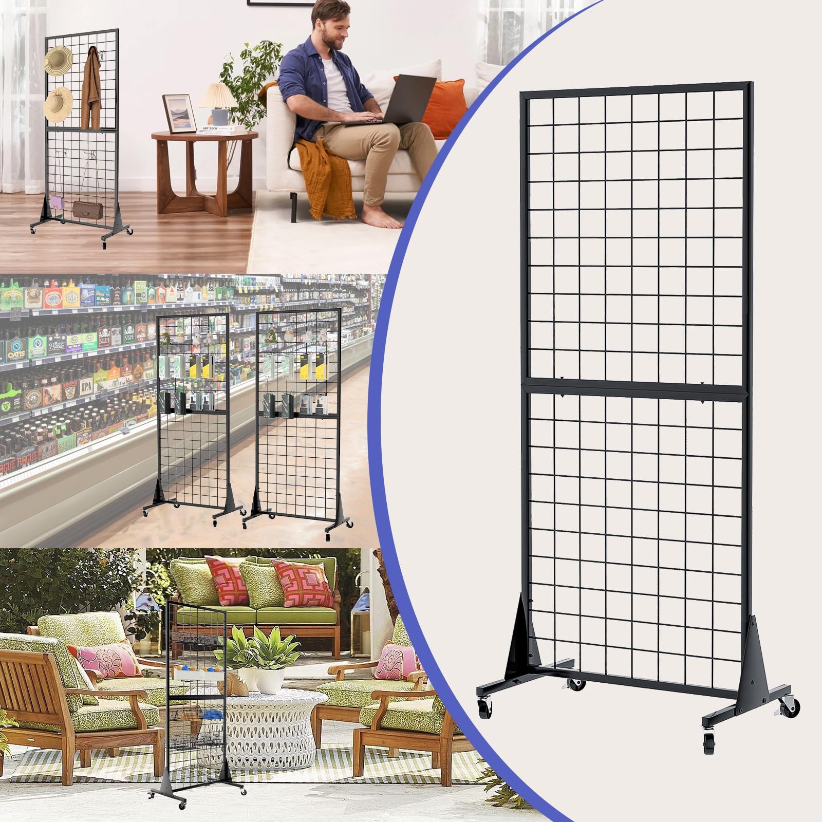 DEYEGELEA Gridwall Panel Display Stands 3pk 2'x5.5'