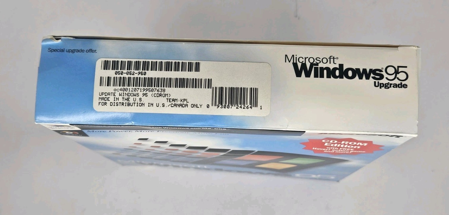 Microsoft Windows 95 Upgrade CD-ROM Edition With Free Games Big Box