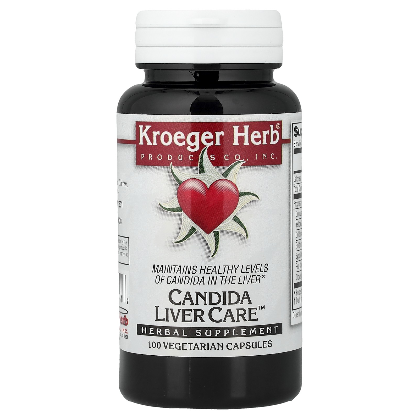 Kroeger Herb Co Candida Liver Care 100 Veggie Caps Gluten-Free,