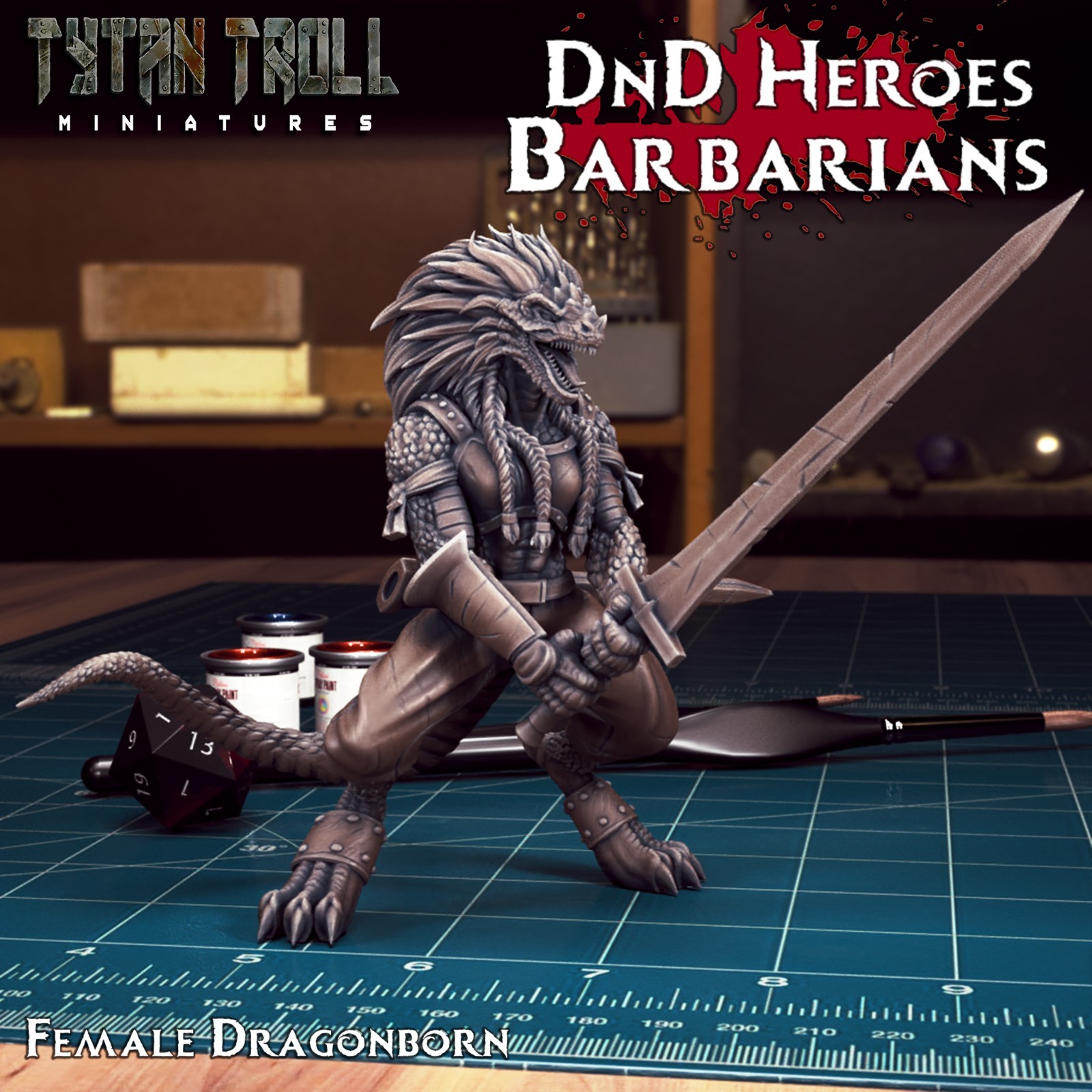 Dungeons & Dragons - Playable Character Female Dragonborn - Barbarian, Fighter