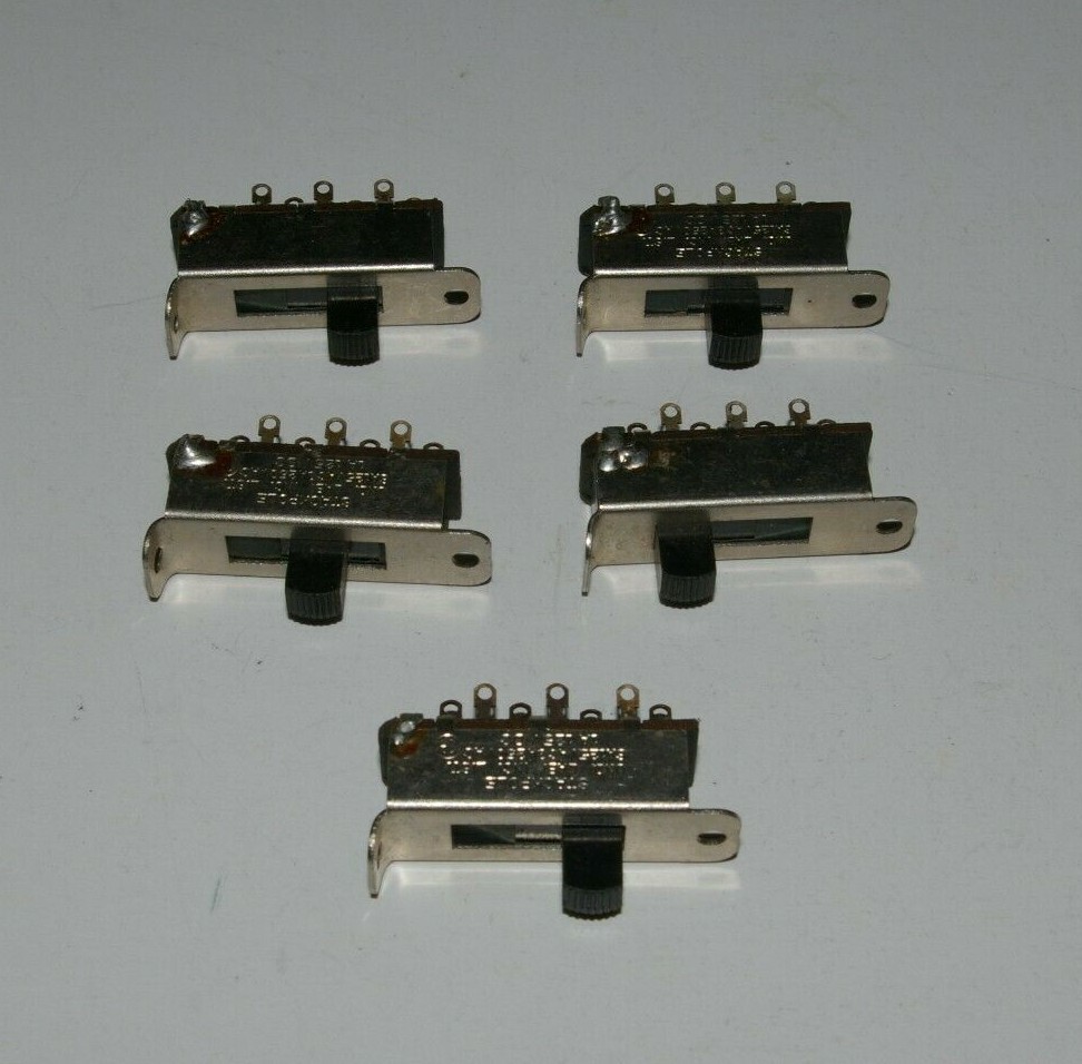 (Lot of 5) Stackpole 4 Position Slide Switch 6A 125V AC, 3A 250V AC, 1A 125V DC