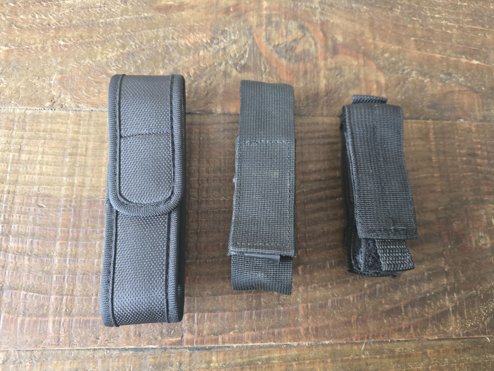 Lot of 3 - Multitool flashlight nylon pouch - BLack Various Sizes