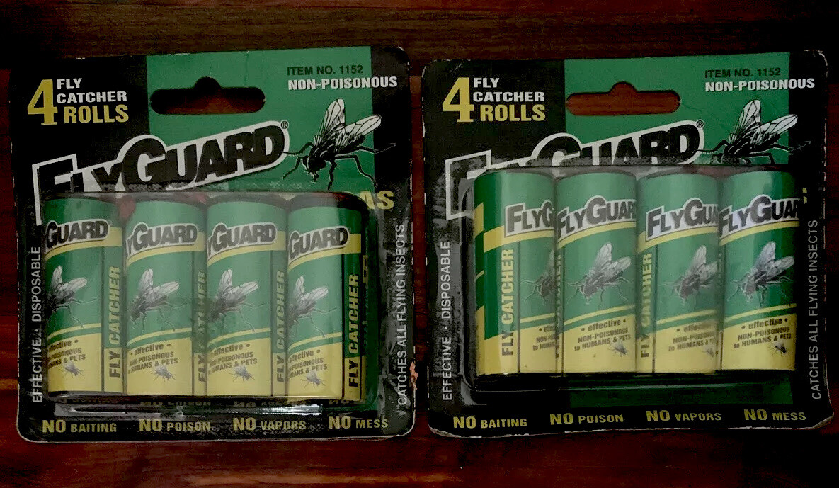 2  ~ Fly Guard Non-Poisonous (4/Pack)  Disposable Rolls Insect Catcher # 1152
