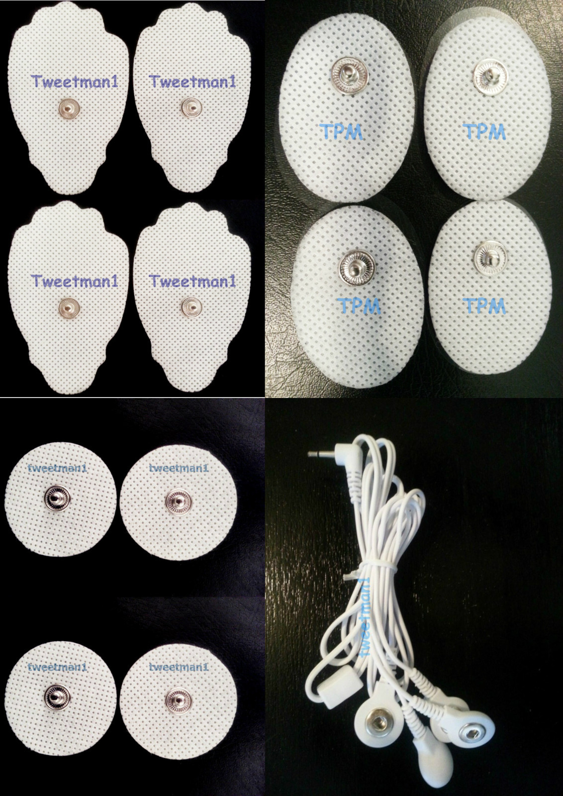 ELECTRODE LEAD CABLE (2.5mm Plug) +4LG +4SM OVAL +4SM PADS FOR DIGITAL MASSAGER