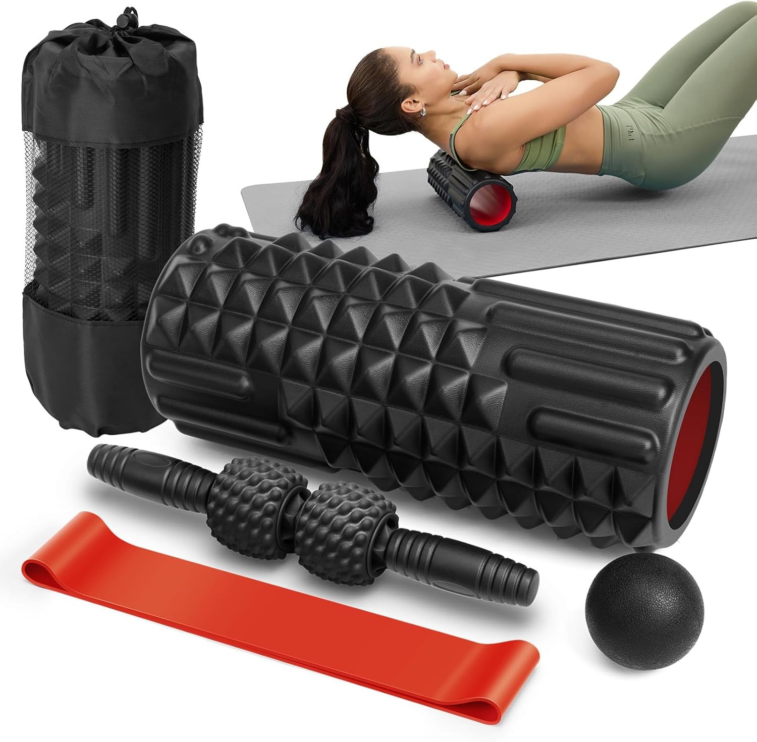 1 Fo Roller Set - Fo Roller for Legs, Muscle Roller Sti, Massa