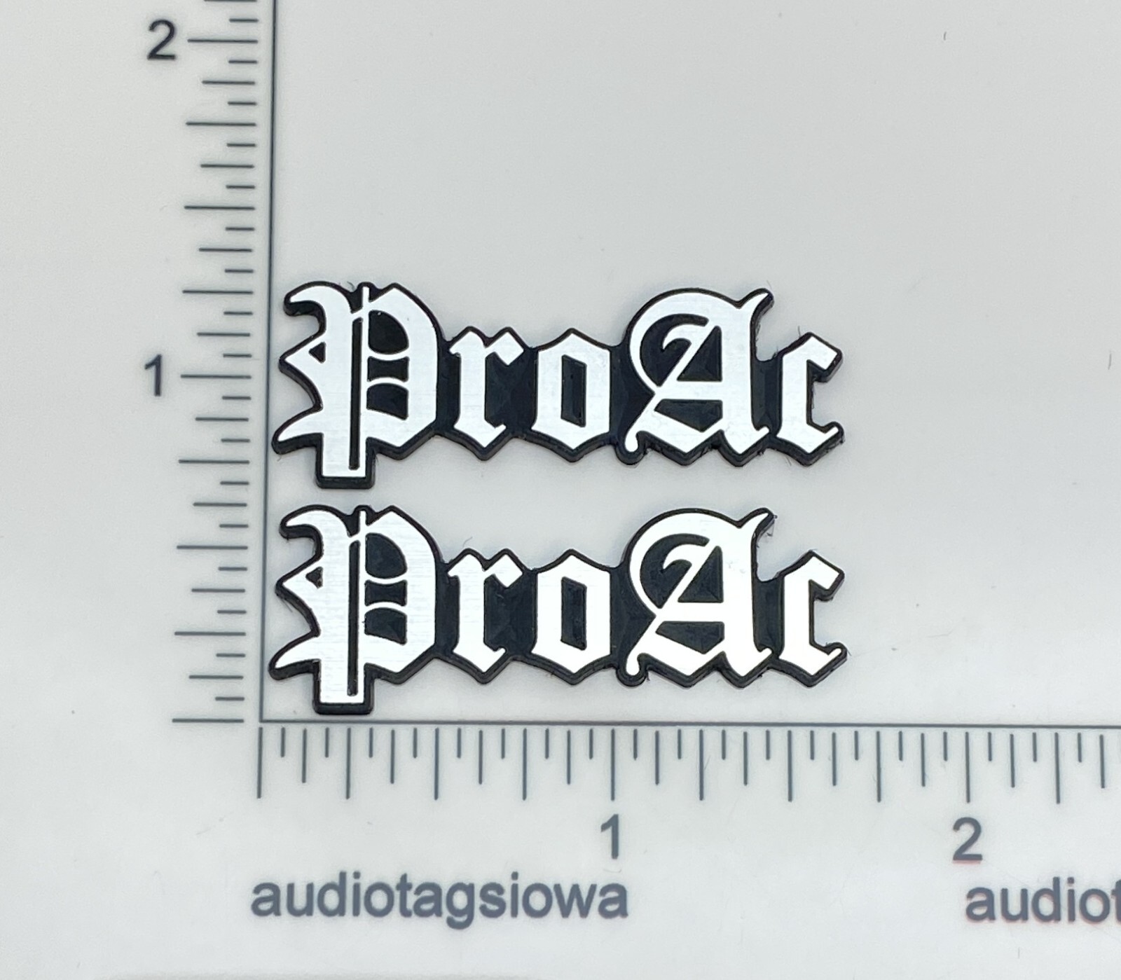 ProAc Incised Speaker Badge Logo Emblem Pair Custom Small Silver Old English
