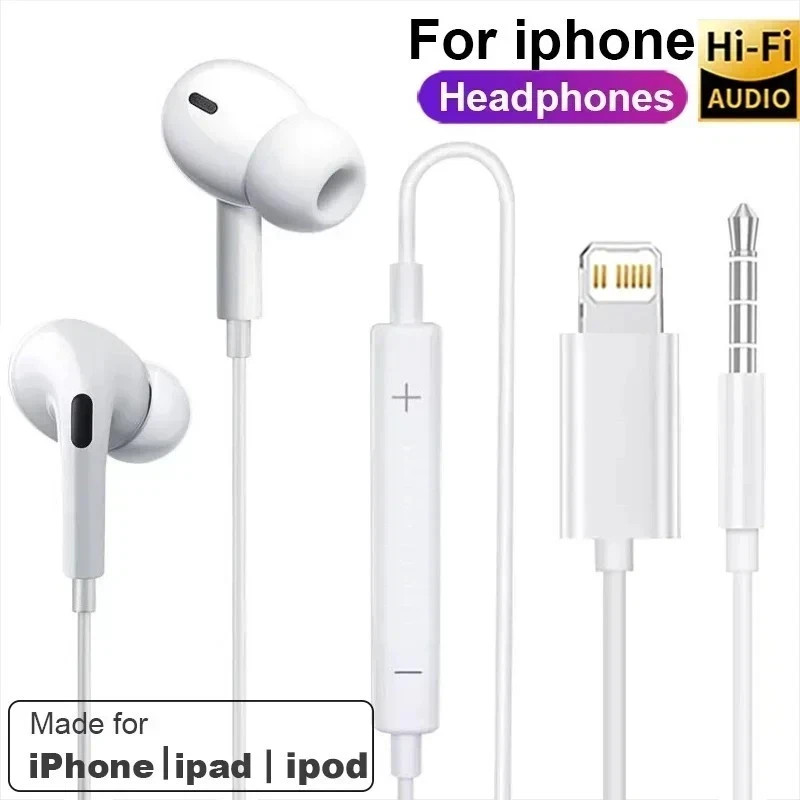 Earphones Headphones For Apple iPhone Pro/14/13/12/11/X Bluetooth Wired Earbuds