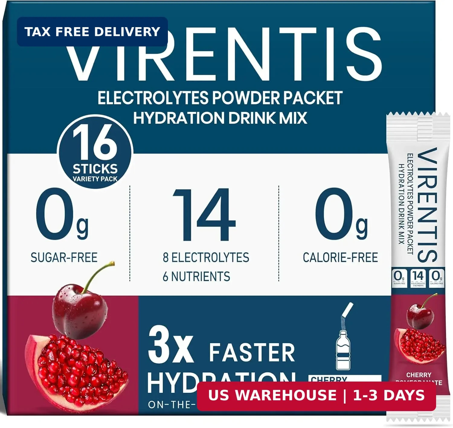 16 Sticks Electrolytes Powder Packets Sugar Free Hydration Packets Liquid Daily