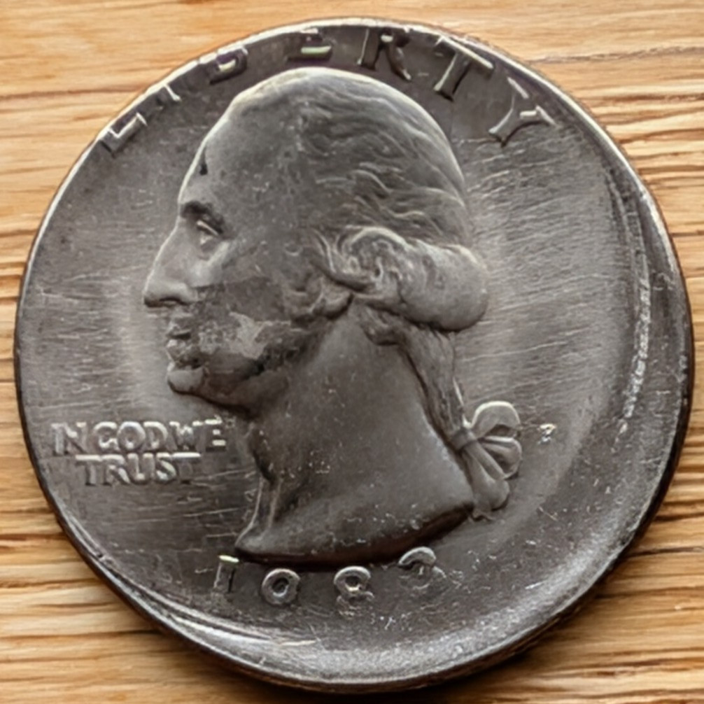 1983-P  15% Off Center  Struck Washington Quarter  Error Coin Uncirculated - 1