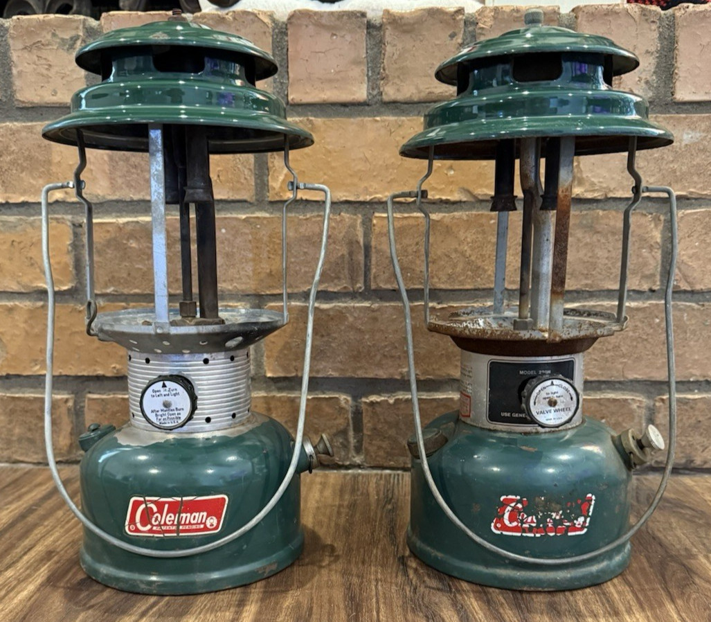 Lot of 2 - Vintage Coleman Lanterns 220F (1968) & 220H (1973) - PARTS ONLY