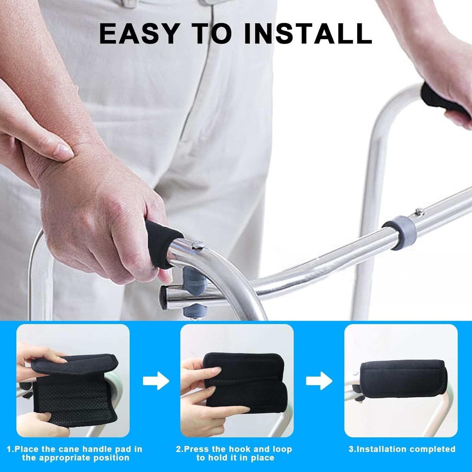 2 Pack Walker Handle Cushions - Walker Grip Covers Pads - Padded Hand Grip Co