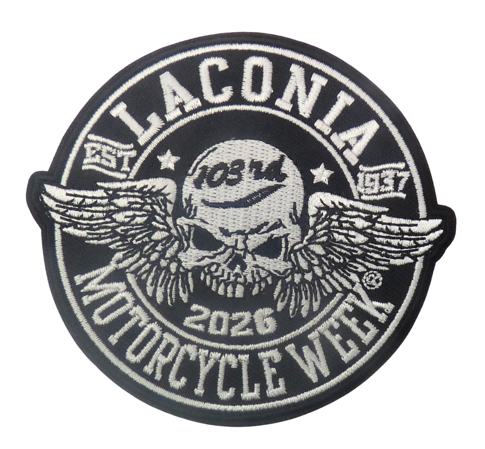 Laconia 103rd 2026 Motorcycle Week Skull Wings Event Patch.