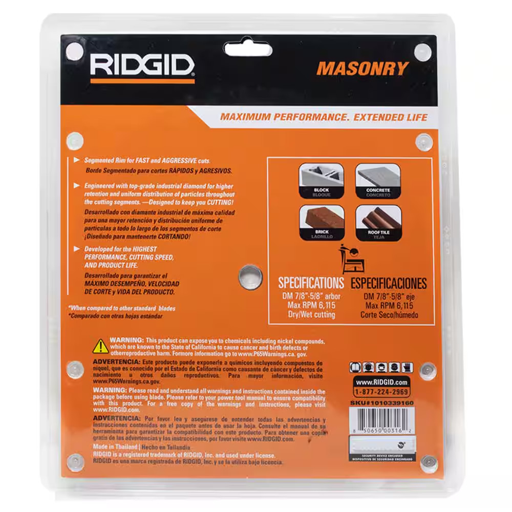 10 In. Masonry Cutting Segmented Rim Diamond Saw Blade