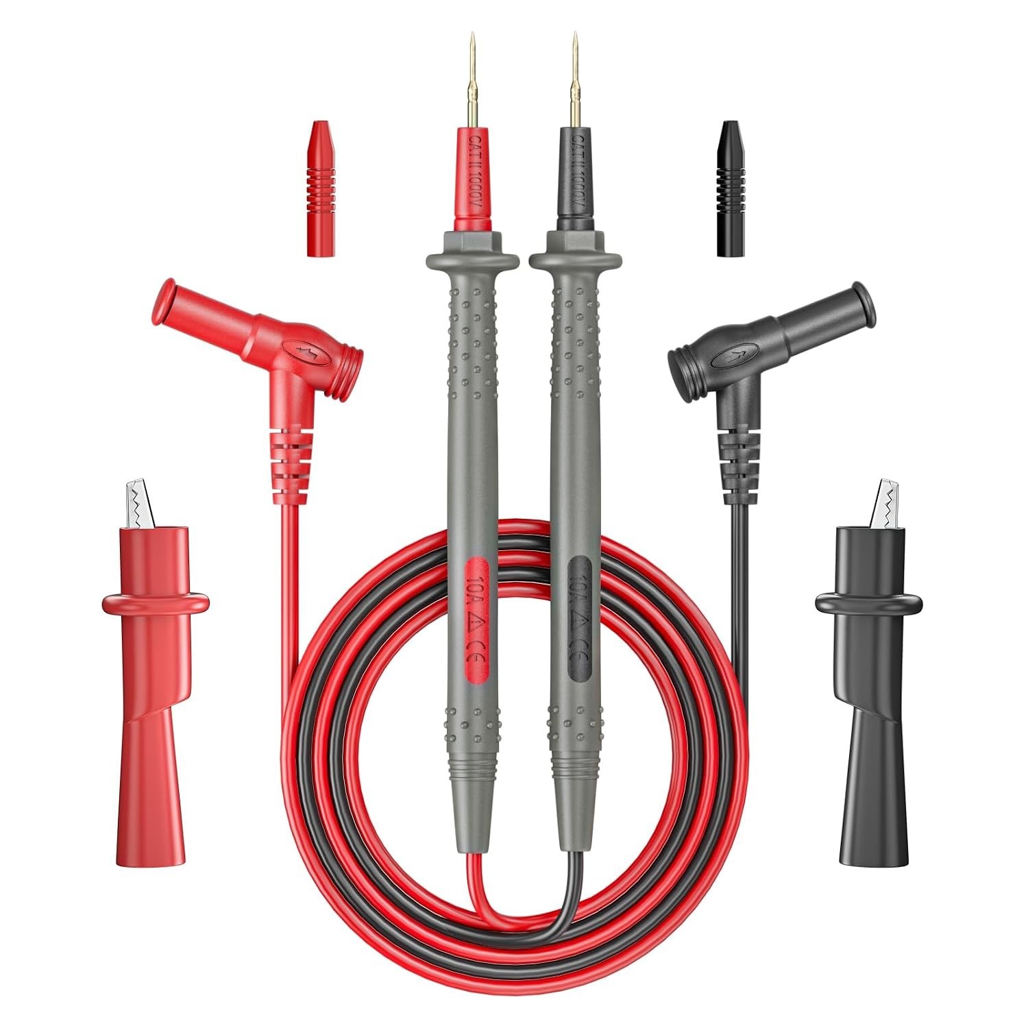 6PCS Multimeter Leads Kit with Push On Alligator Clips | Precision Sharp Pro...