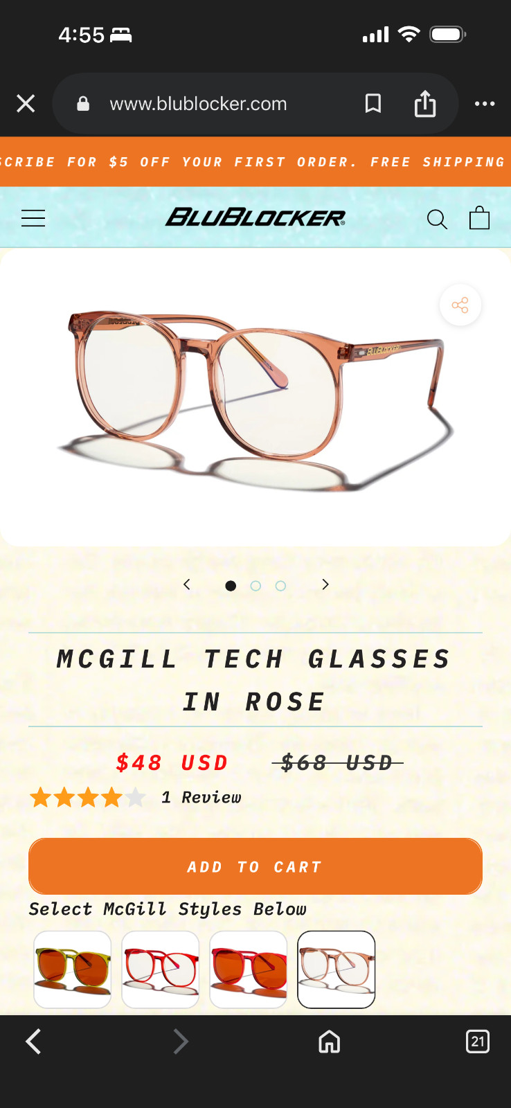 Blublocker McGill Tech Glasses in Rose