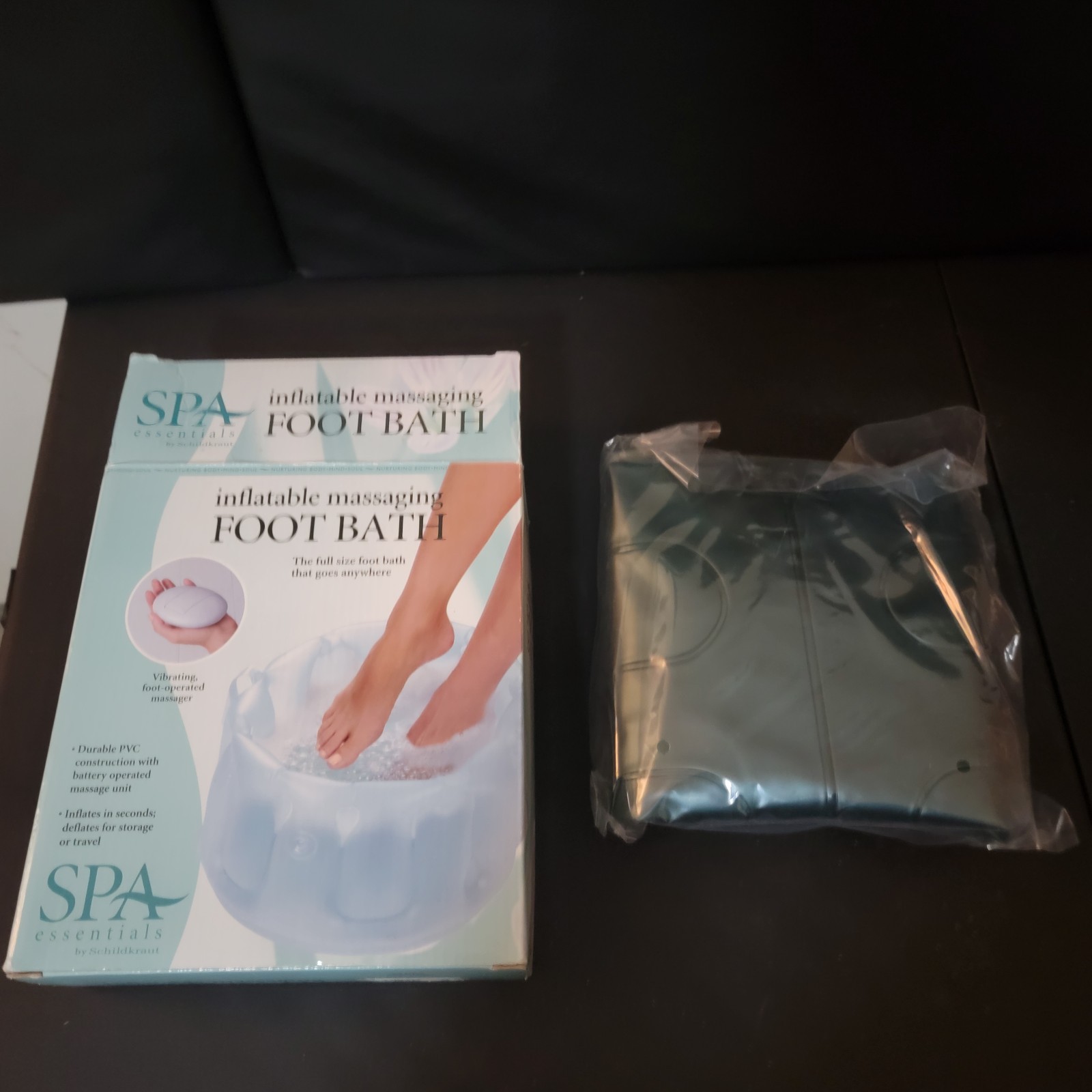 Spa Essentials Inflatable Massaging Foot Bath Portable Vibrating Blue New In Box
