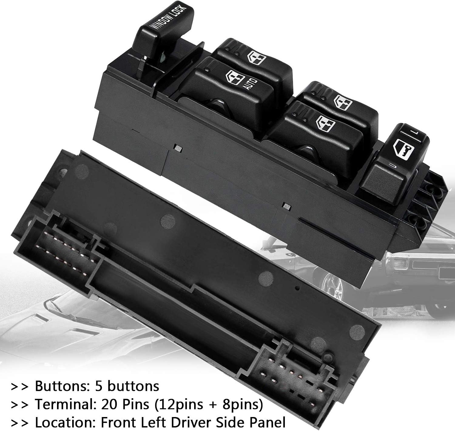 19259961 Power Window Switch Front Driver Side Compatible for 2000-2002 Chevy Si