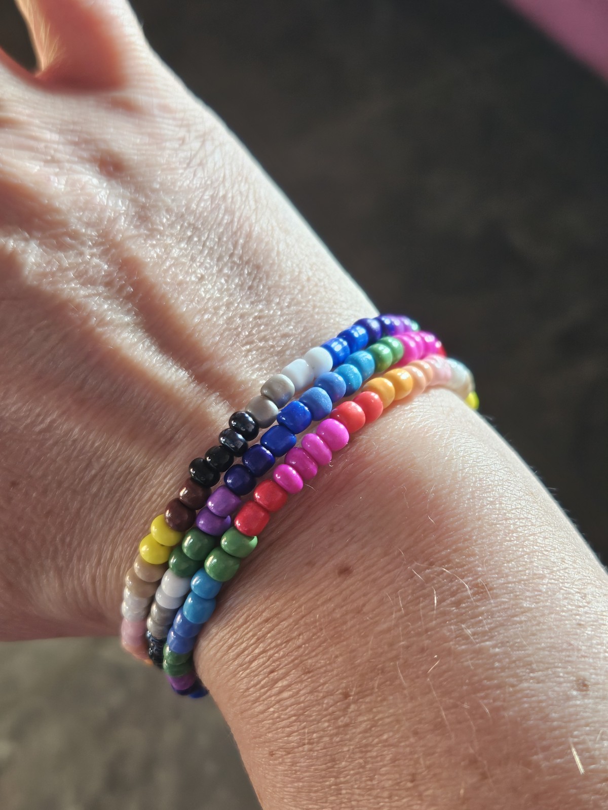 Beaded Coiled Multicolred Rainbow Bracelet