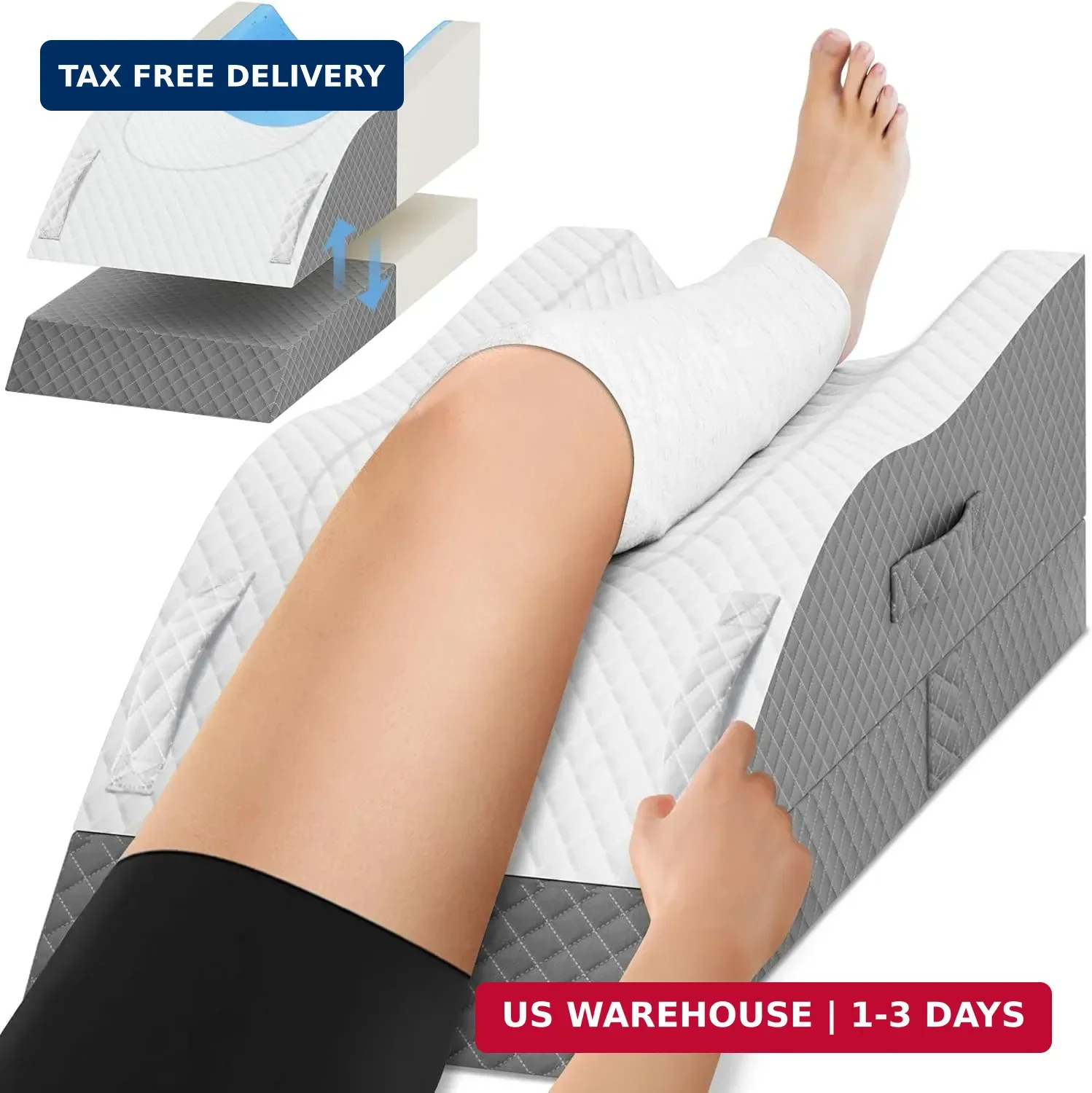 TranquilRelax Elevation Pillows for Leg After Surgery, Memory Foam Adjustable Le