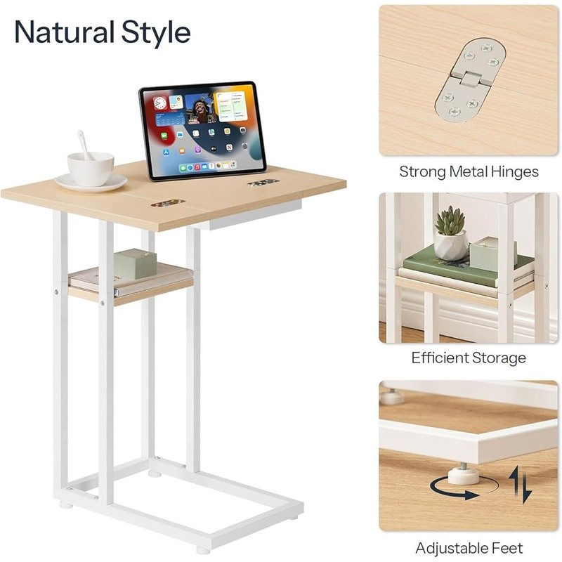 Foldable C Shaped End Table Multifunctional Couch Side Table Living Room New