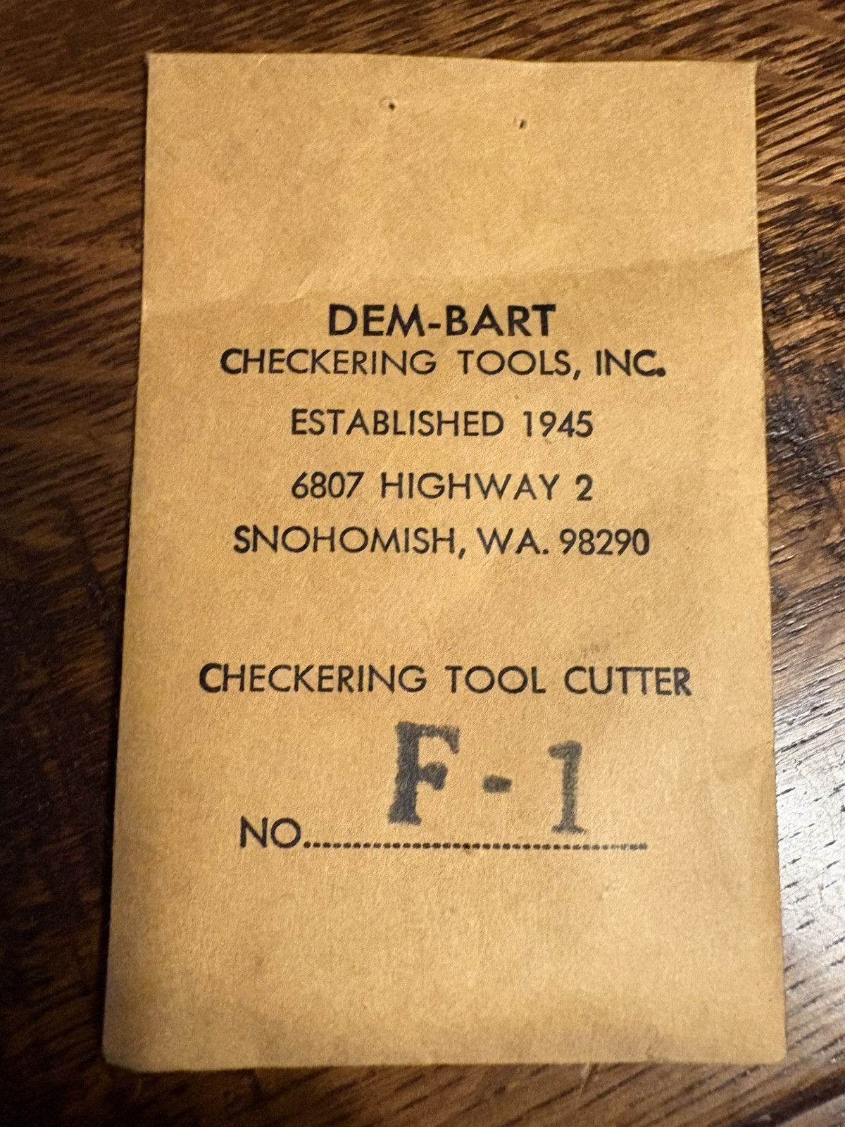 New Old Stock Dem-Bart Checkering Tools Cutter  Number F-1 NOS!! Gunsmith Rare