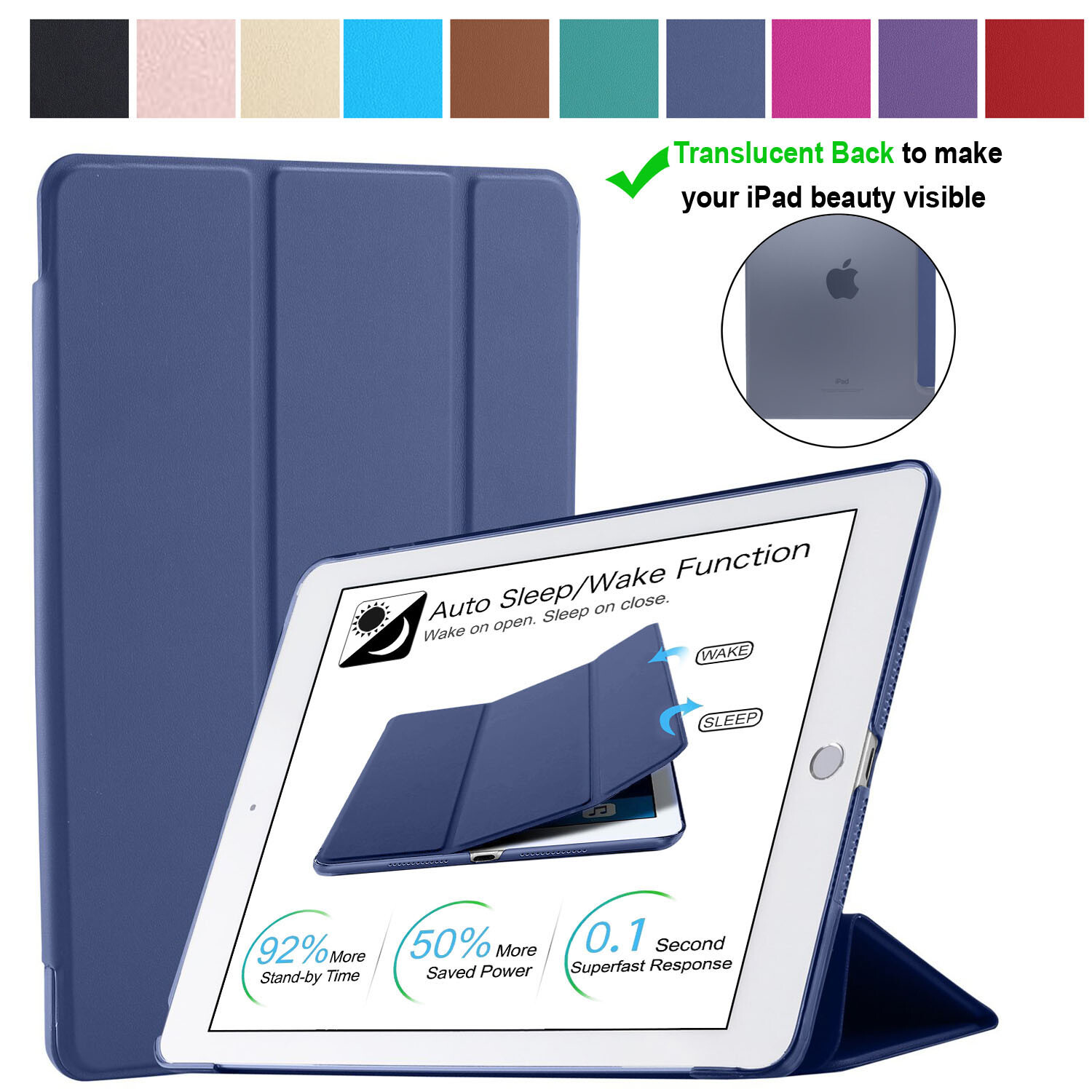 iPad PRO 12.9 4th 3rd 2nd 1st Gen Case A2229 A1876 A1670 A1895 A1584 Navy Blue