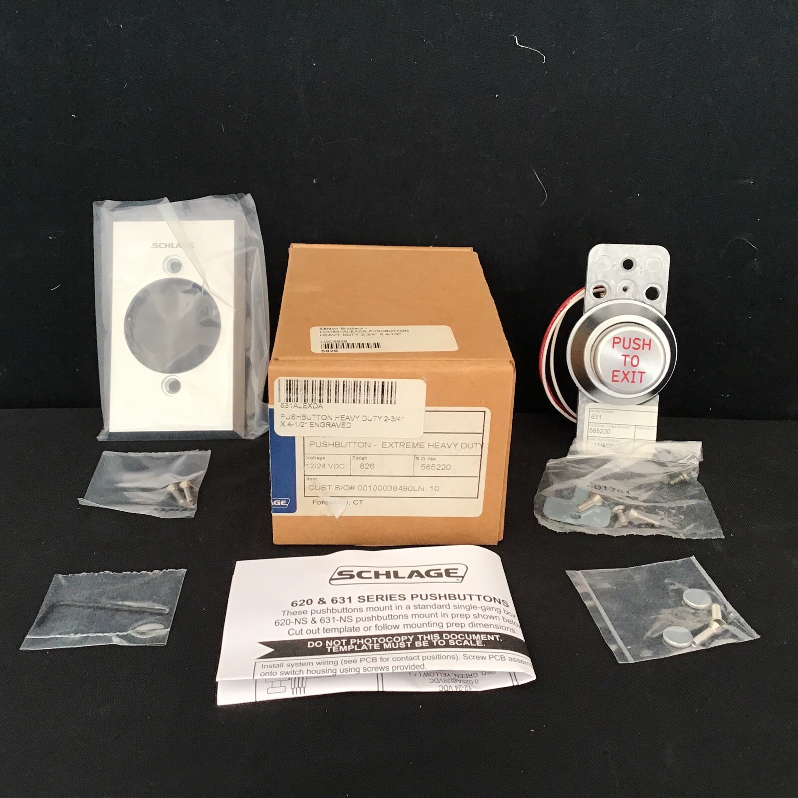Locknetics 631ALEXDA Heavy Duty Push Button Schlage 12/24VDC *KB