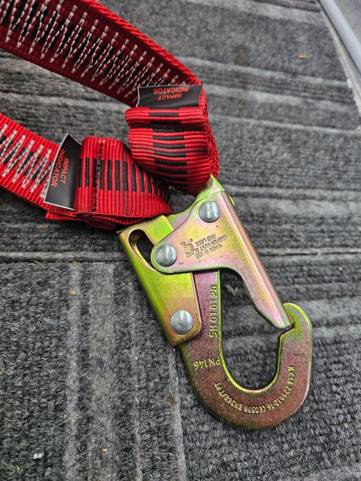 KStrong 6 ft. Elasticated Shock Absorbing Lanyard Red with Snap Hooks
