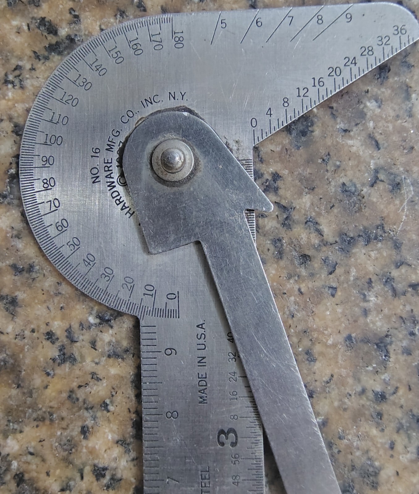 🗽GENERAL No. 16 RULE GAGE PROTRACTOR DRILL POINT CENTER EXCELLENT CONDITION