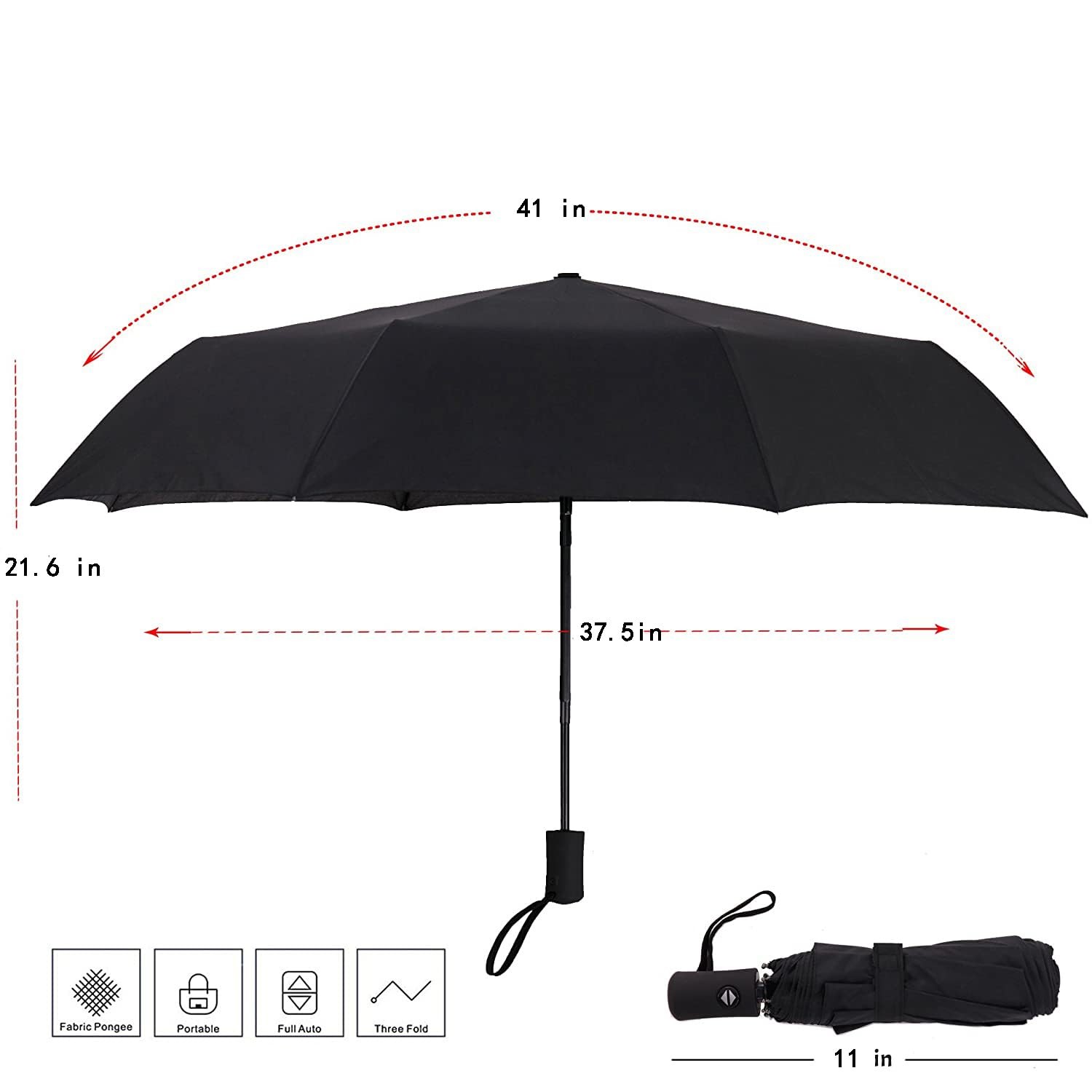 Paraguas de viaje a prueba de viento, automático, con protección solar UV