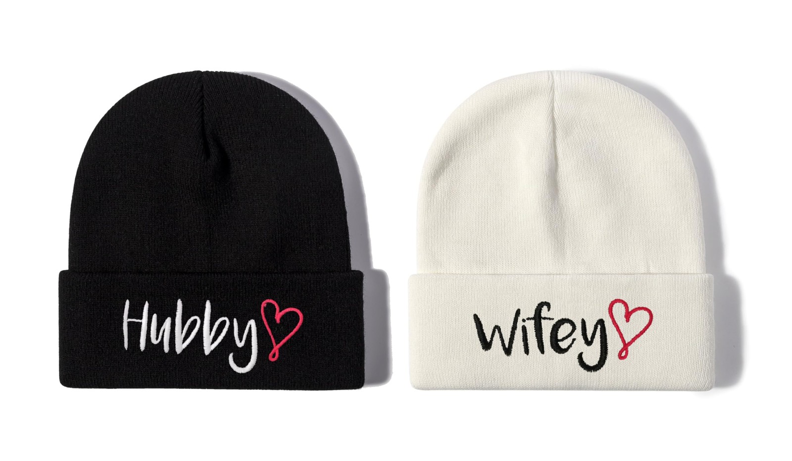 Enodtter Embroidered Hubby Wifey One Size, (Black & White)