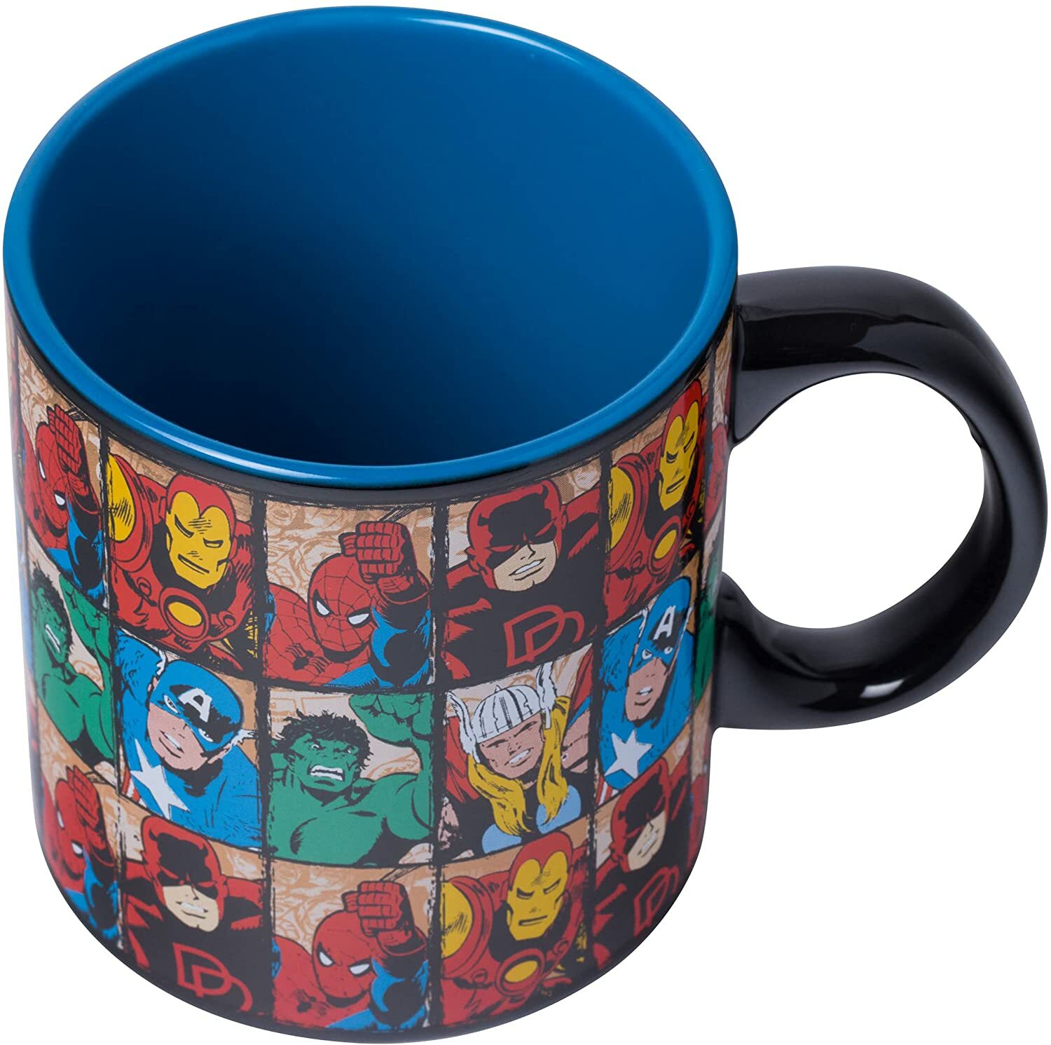 Marvel Comics Grid All Characters 20 oz.Jumbo Ceramic Blue Inside Coffee/Tea Mug