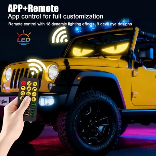 2PCS Devil Eyes Light for Cars Windshield Bluetooth, APP Control, LED Sign