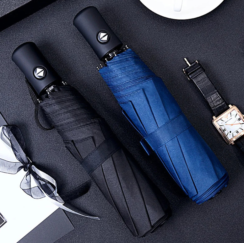 Automatic Umbrella MenWomen Anti-UV Sun/Rain Windproof 3Folding Compact Umbrella