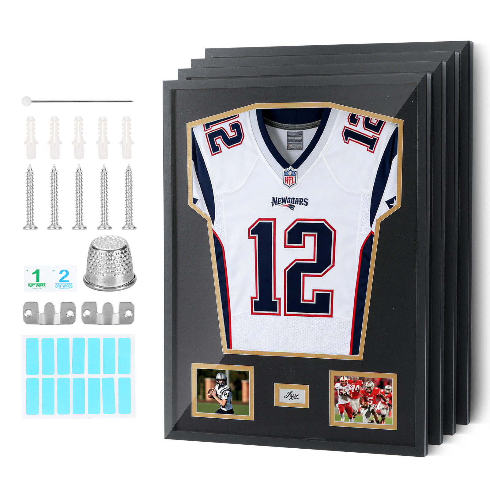 Jersey Frame with UV Glass & Signature Slot - Football Basketball Soccer (4 PCS)