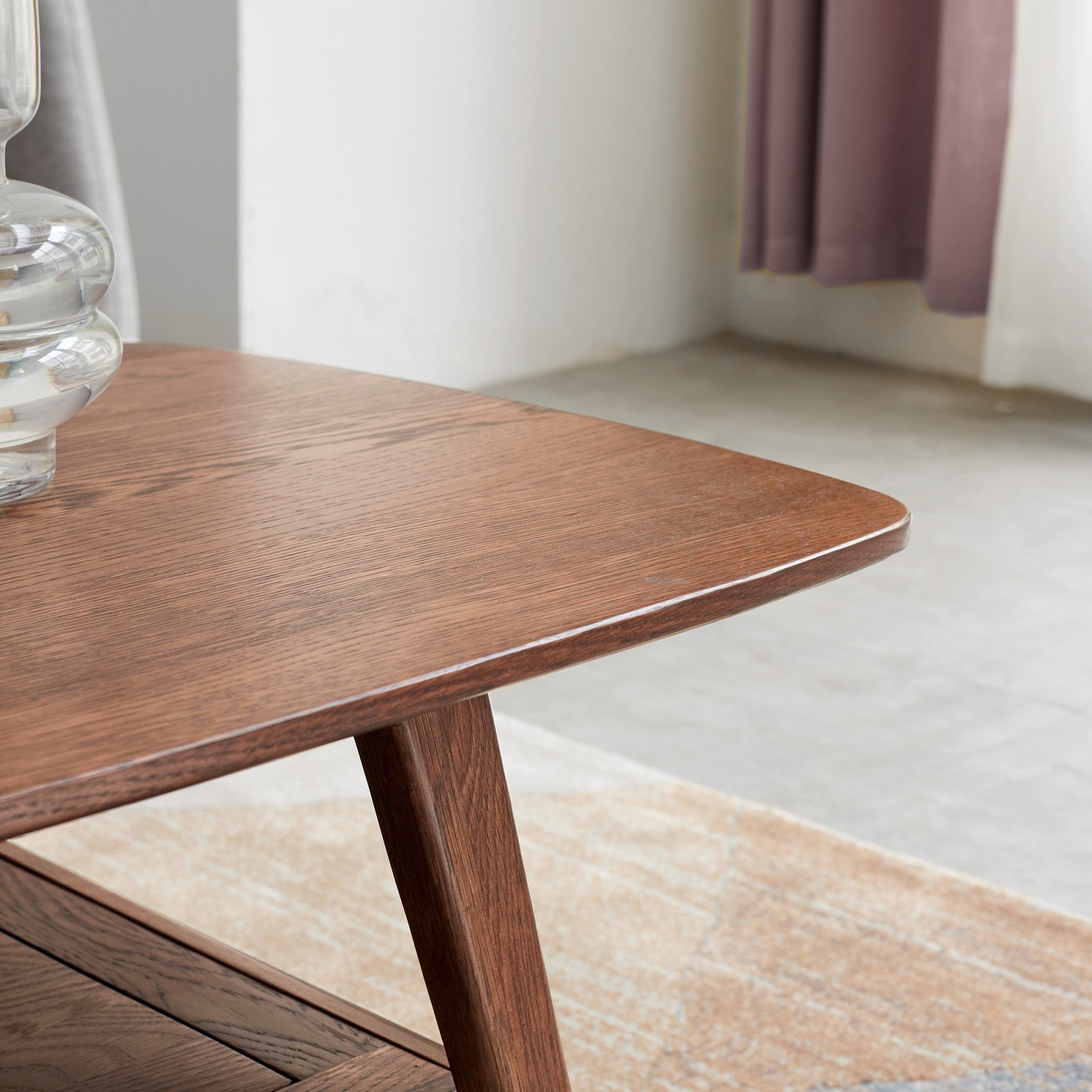 Solid Oak Coffee Table with Storage Shelf 31.5" x 19.69" x 17.32"